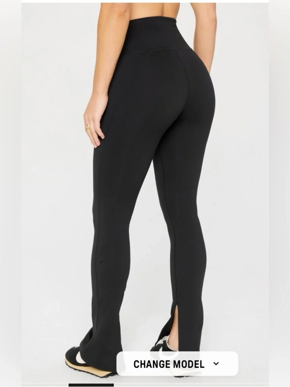 NWT Yitty Iconic Black Mid Rise Powerhold Split Flare Legging Size Medium - Picture 2 of 7